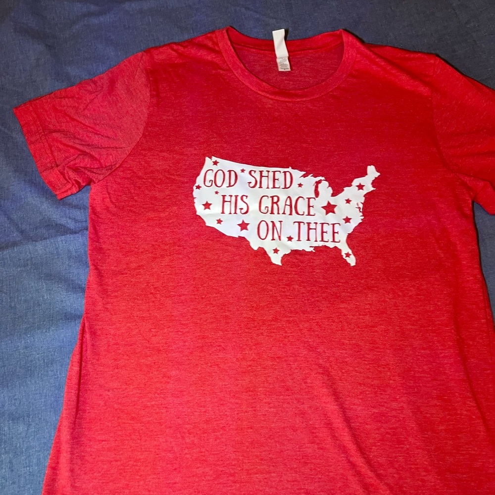 Bella Canvas Red Short Sleeve Tee with White USA Map Graphic